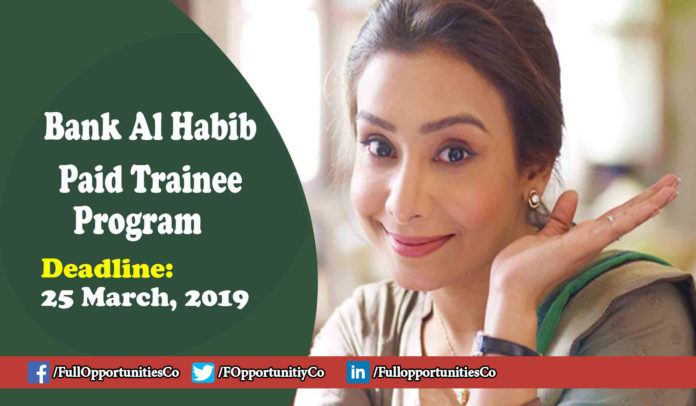 Bank Al Habib Paid Trainee Program 2019 for Graduates