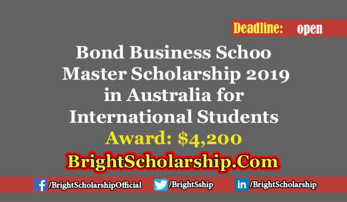 Bond Business School Master Scholarship 2019