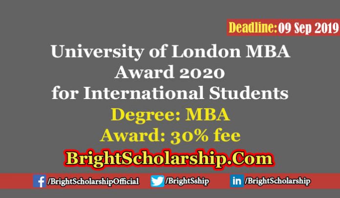 University of London MBA Award 2020