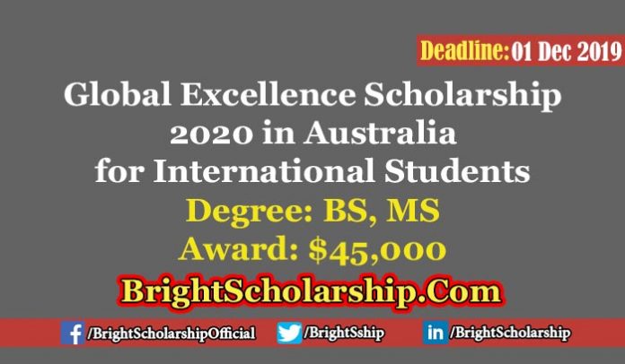 Global Excellence International Scholarship at University of Western in Australia 2020