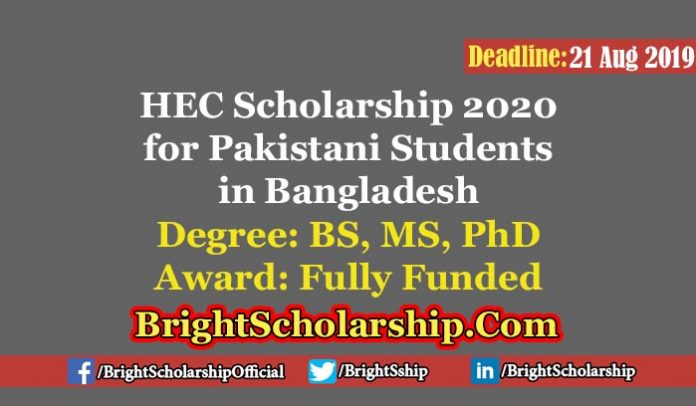 HEC Scholarships For Pakistani Students in Bangladesh 2020