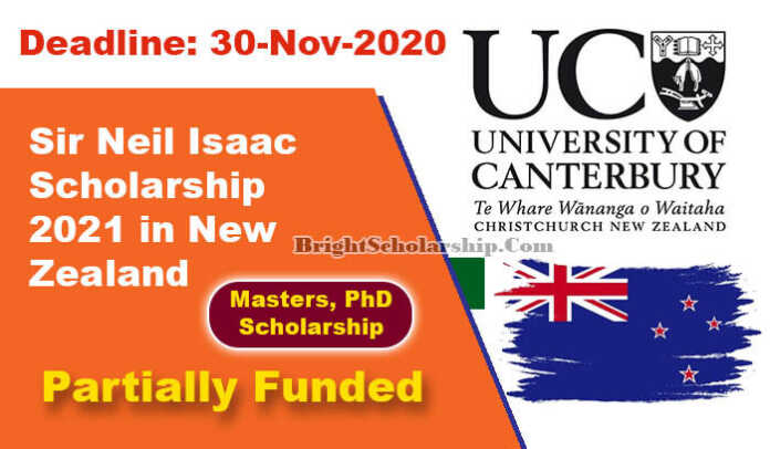 Sir Neil Isaac Scholarship 2021 in New Zealand (Funded)
