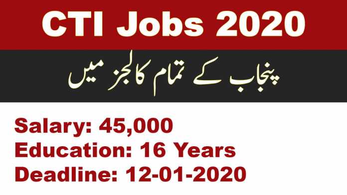 College Teacher Interns CTI Jobs 2020 in Punjab