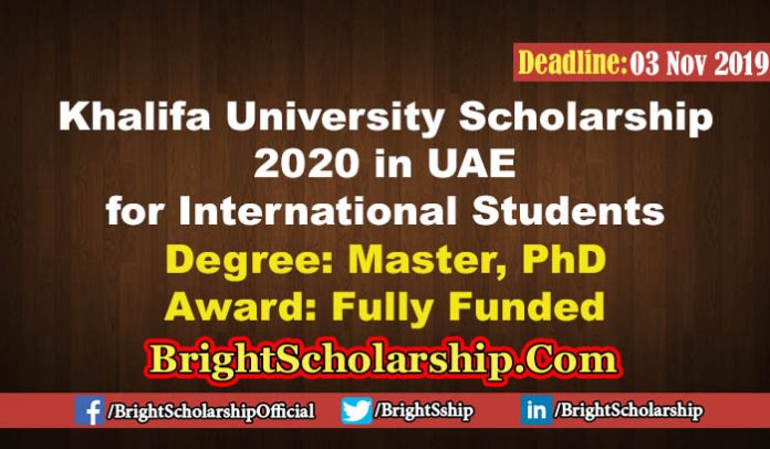 Khalifa University Scholarship 2020 in UAE