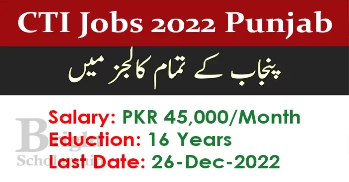 College Teacher Interns CTI Jobs 2022 in Punjab Salary 45,000