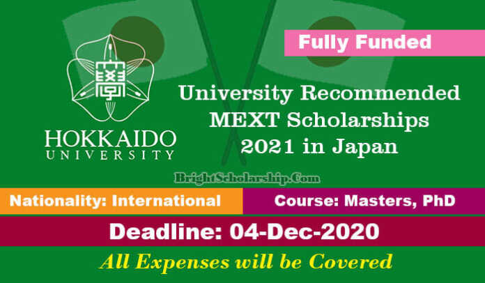 Hokkaido University MEXT Scholarships 2021 in Japan (Fully ...