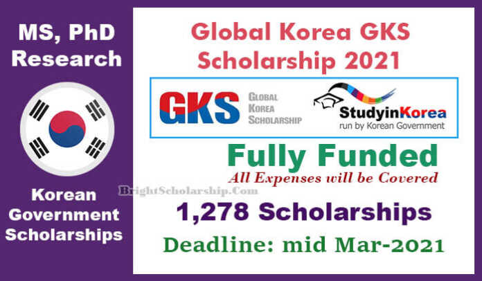 Korean Government GKS Scholarship 2021 in Korea (Fully Funded)