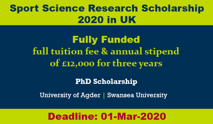 Sport Science Research Scholarship 2020 in UK (Fully Funded)