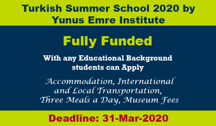 Turkish Summer School 2020 by Yunus Emre Institute (Fully Funded)