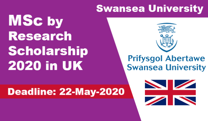 Swansea University Research Scholarship 2020 in UK (Fully Funded)