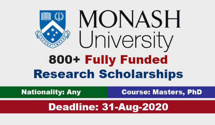Monash University Research Scholarships 2021 in Australia (Fully Funded) Monash University Research Scholarships 2021 in Australia (Fully Funded)