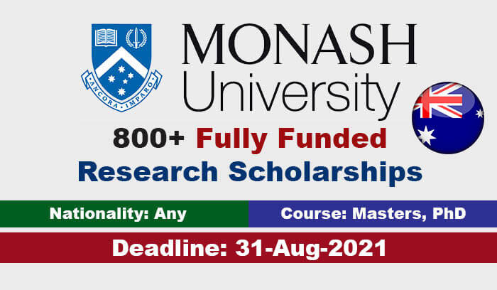 Monash University Research Scholarships 2022 in Australia (Fully Funded)