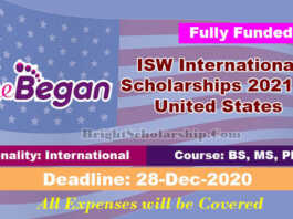 ISW International Scholarships 2021 in United States (Fully Funded)
