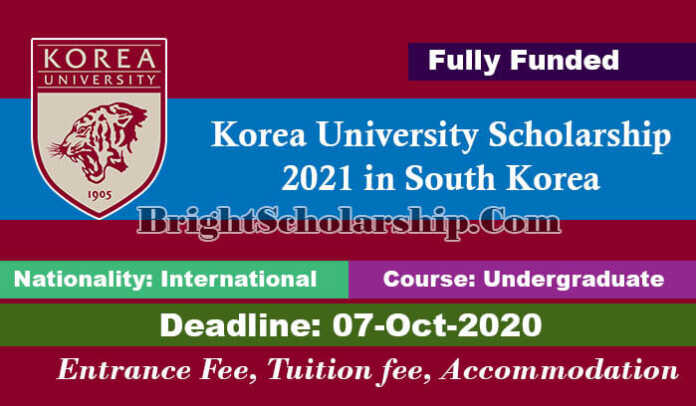 Korea University Undergraduate Scholarship 2021 in South Korea