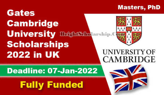 Gates Cambridge University Scholarships 2022 in UK (Fully Funded)