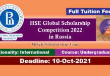 HSE Global Scholarship Competition 2022 in Russia (Funded)