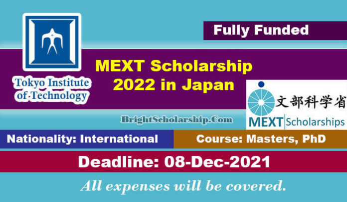 Tokyo Institute of Technology MEXT Scholarship 2022 in Japan (Fully Funded)