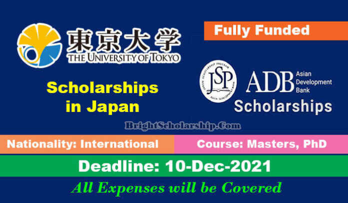 University of Tokyo ADB Scholarship 2022 in Japan (Fully Funded)