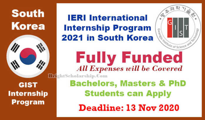 IERI International Internship Program 2021 in South Korea (Fully Funded)