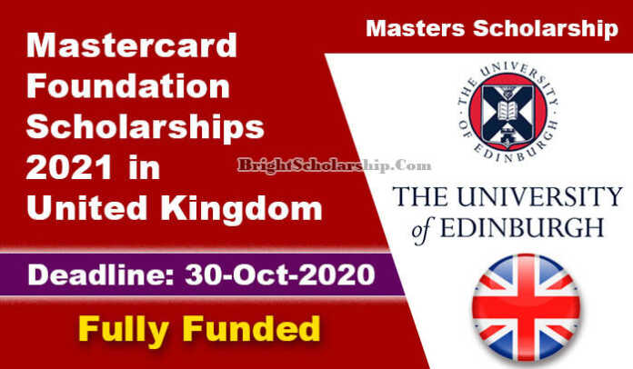 Mastercard Foundation Scholarships 2021 in United Kingdom (Fully Funded)