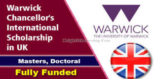 Warwick Chancellor's International Scholarship 2022 in UK (Fully Funded)