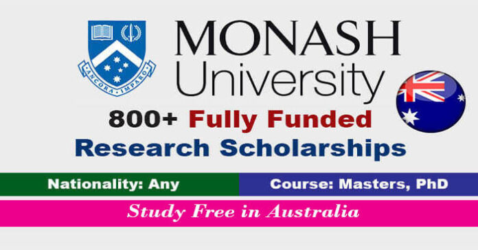 Monash University Research Scholarships 2023-24 In Australia (Fully Funded)