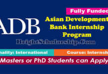Asian Development Bank Internship 2022 (Fully Funded)