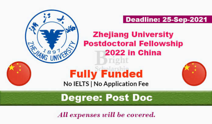 Zhejiang University Postdoctoral Fellowship 2022 in China (Fully Funded)