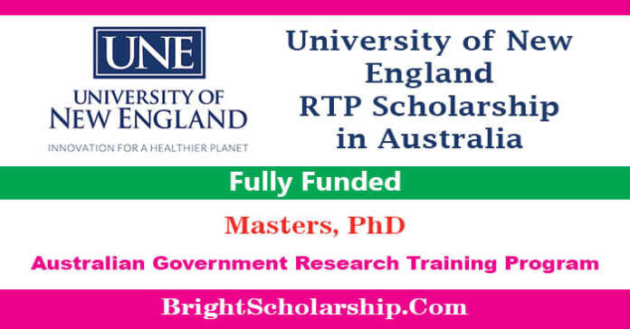 University of New England RTP Scholarship 2023-24 in Australia (Fully Funded)