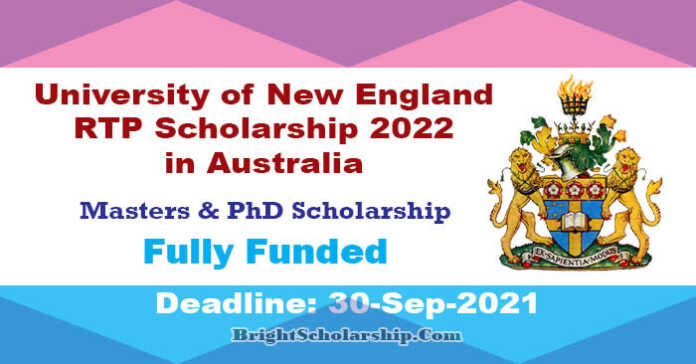 University of New England RTP Scholarship 2022 in Australia (Fully Funded)