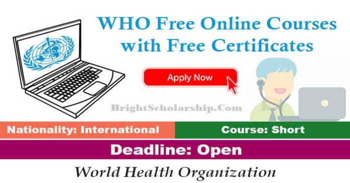 WHO Free Online Courses 2023-24 with Free Certificates