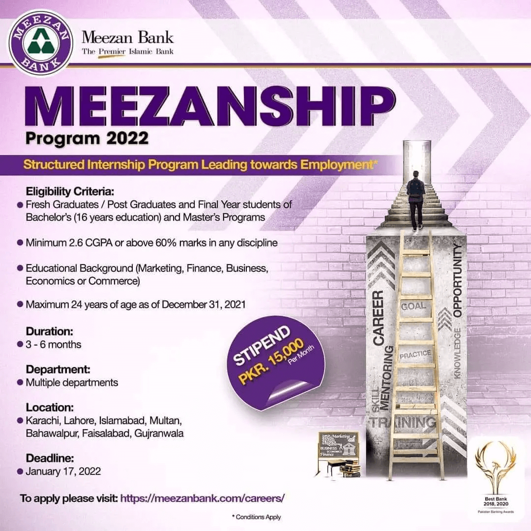 Meezan Bank Internship 2022 Advertisement