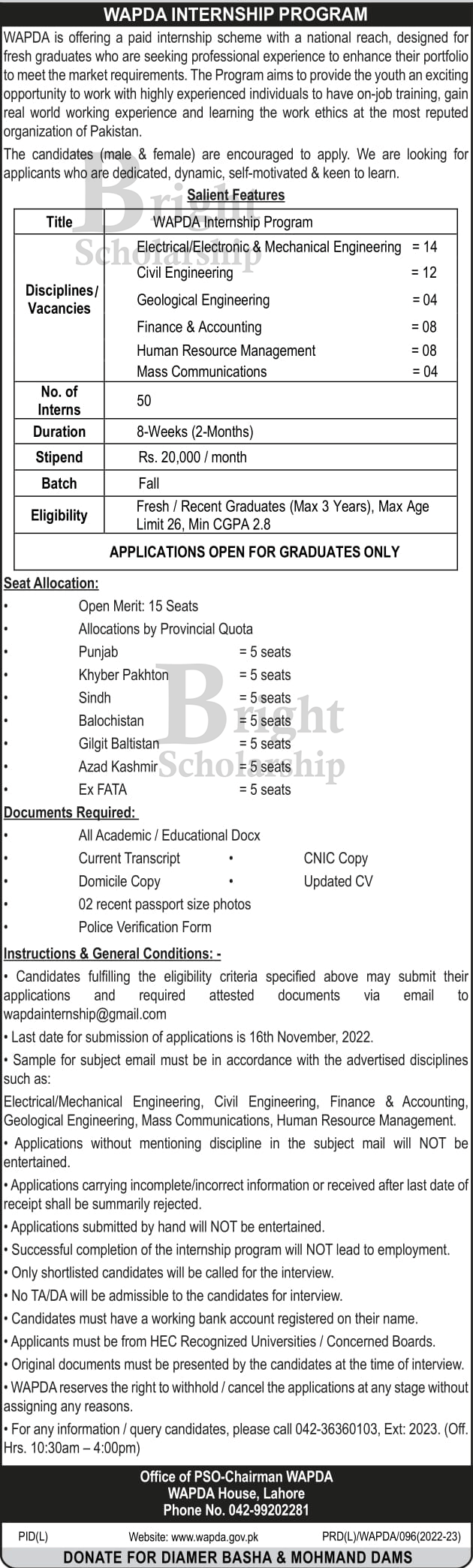 Wapda Internship Program 2023 Online Apply