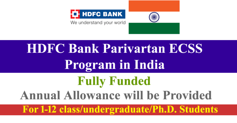 HDFC Bank Parivartan ECSS Program 2024-25 in India (Fully Funded)