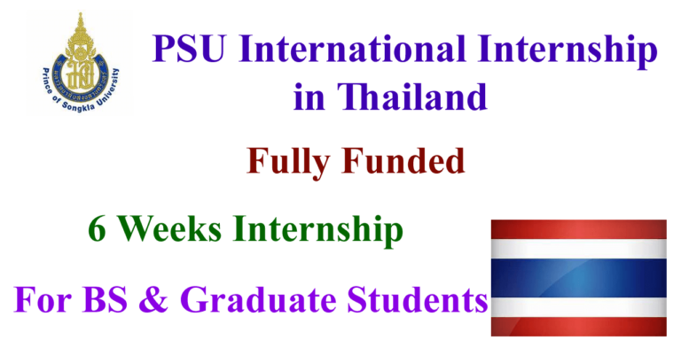 PSU International Internship 2025 in Thailand (Fully Funded)