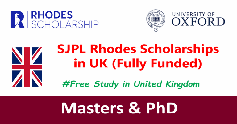 SJPL Rhodes Scholarships 2026 in UK (Fully Funded)