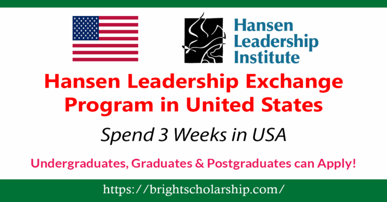 Hansen Leadership Exchange Program 2026 in USA (Fully Funded)