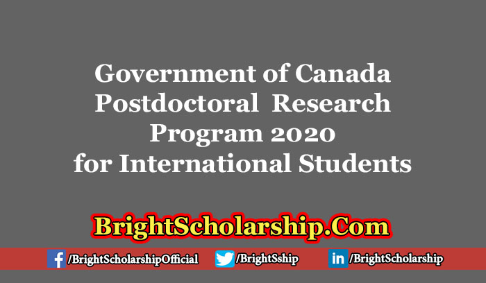 Government of Canada Postdoctoral Research Program 2020 for International Students
