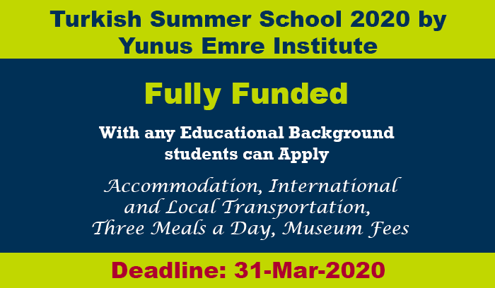 Turkish Summer School 2020 by Yunus Emre Institute (Fully Funded)