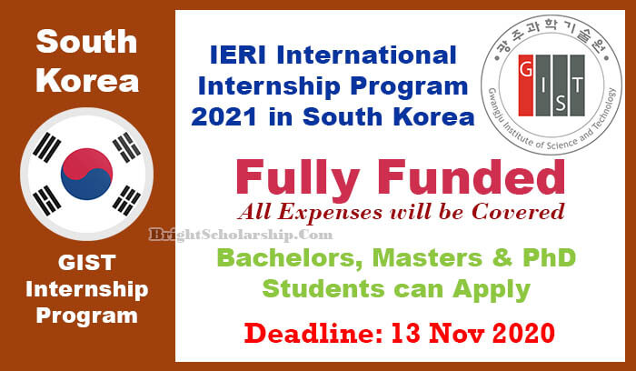 IERI International Internship Program 2021 in South Korea (Fully Funded)