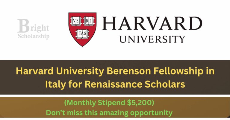 Harvard University Berenson Fellowship 2027 in Italy (Stipend $5,200)